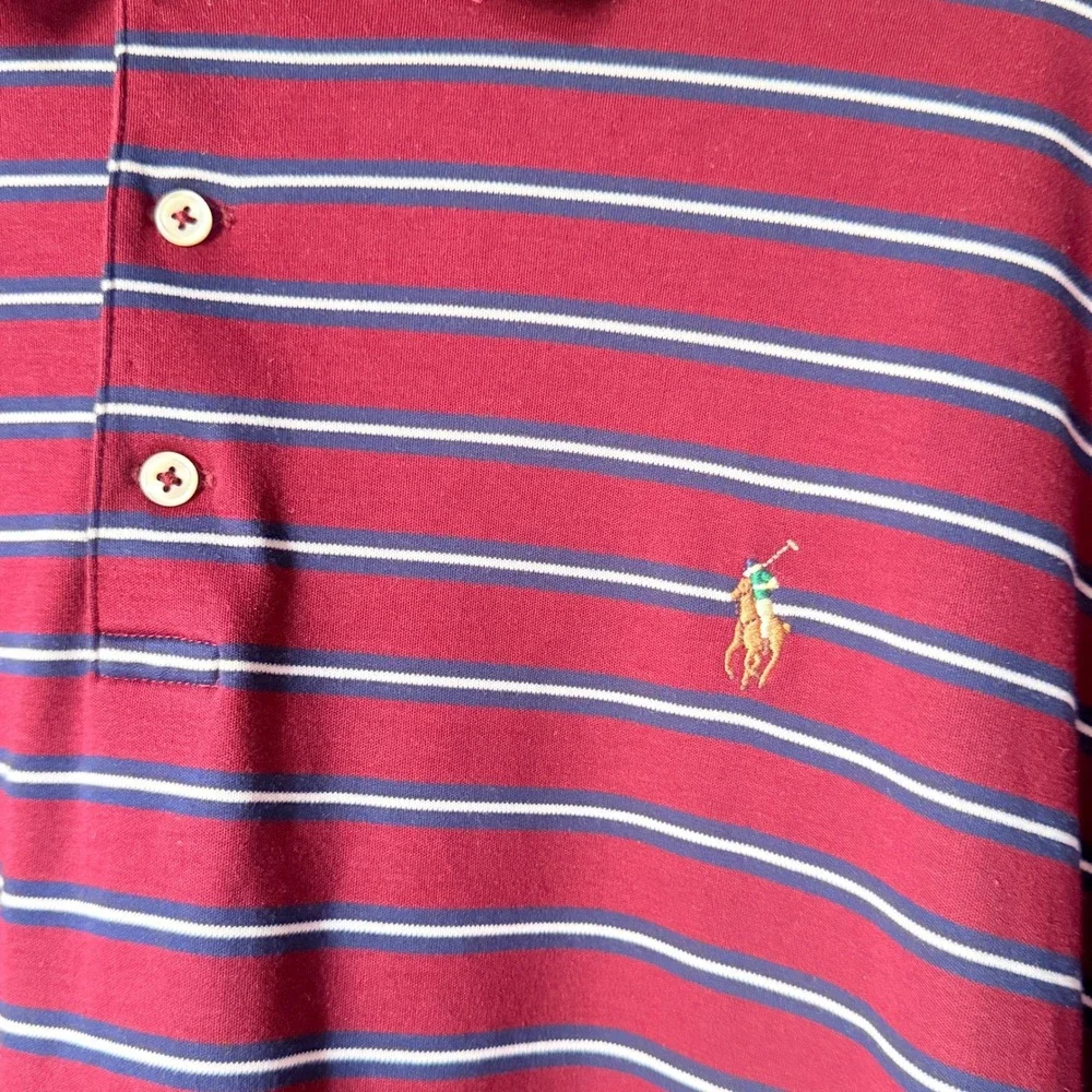 Polo Ralph Lauren Classic Fit Striped Soft Polo Shirt, Burgundy Navy, XXL